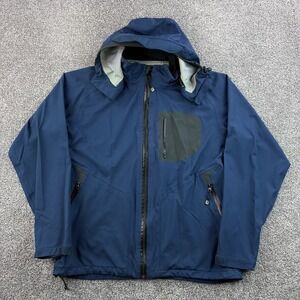 Cabela's Rain Jacket Mens Large Tall Blue Nylon Hooded Softshell Outdoor Gear